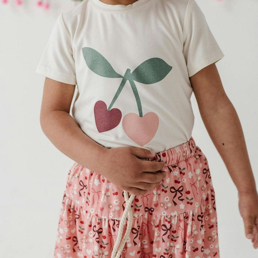 Girl's Short Sleeve Tee Cherries