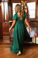 Amira Dress in Emerald Satin