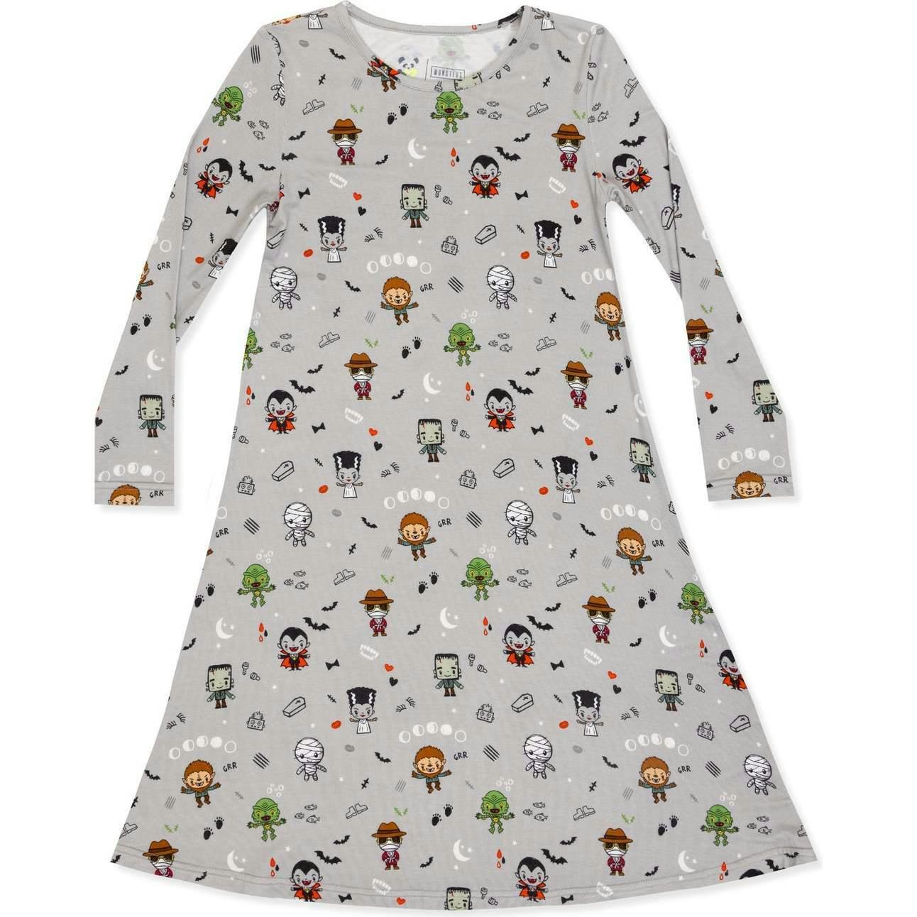 Little Monsters Bamboo Girls' Short Sleeve Dress