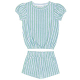 girls tamarin stripe french terry top and short set