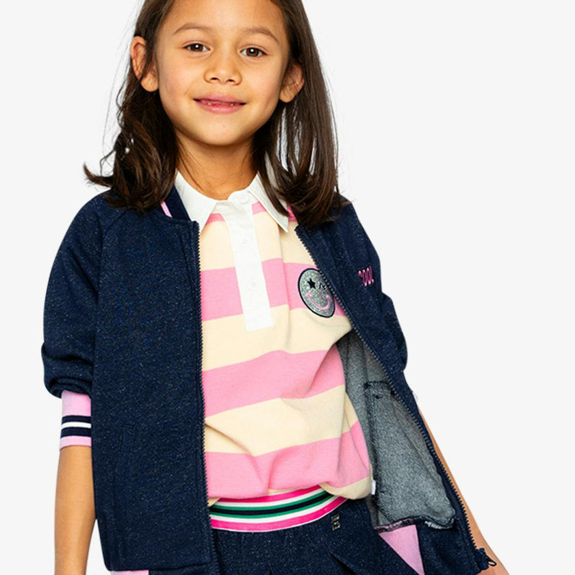 French Terry Jacket Navy Blue Denim