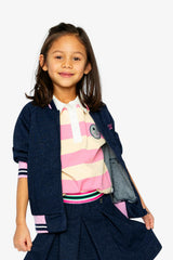 French Terry Jacket Navy Blue Denim