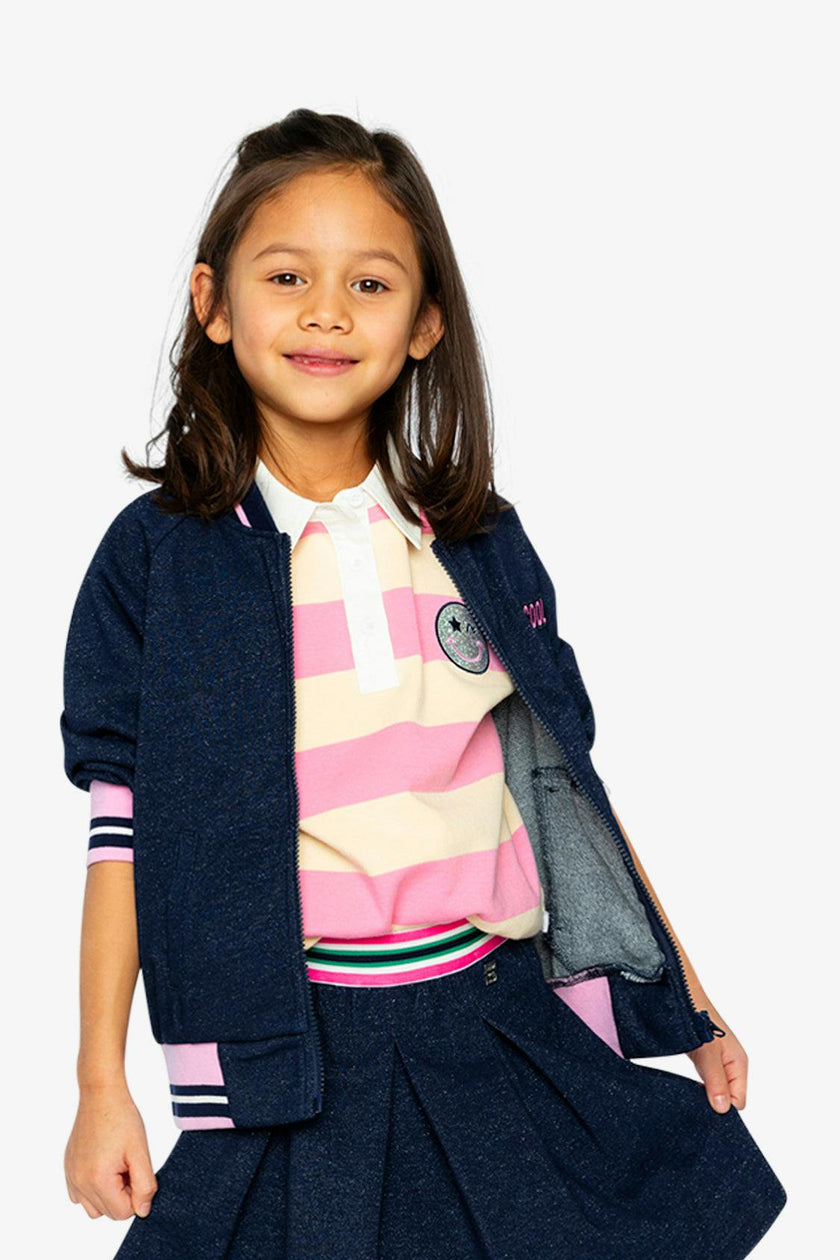 French Terry Jacket Navy Blue Denim