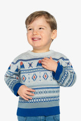 Jacquard Knit Sweater Blue And Beige