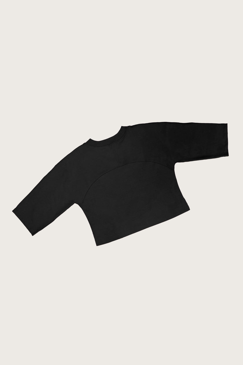 Adult Rory Long Sleeve Black Cotton Rib Tee