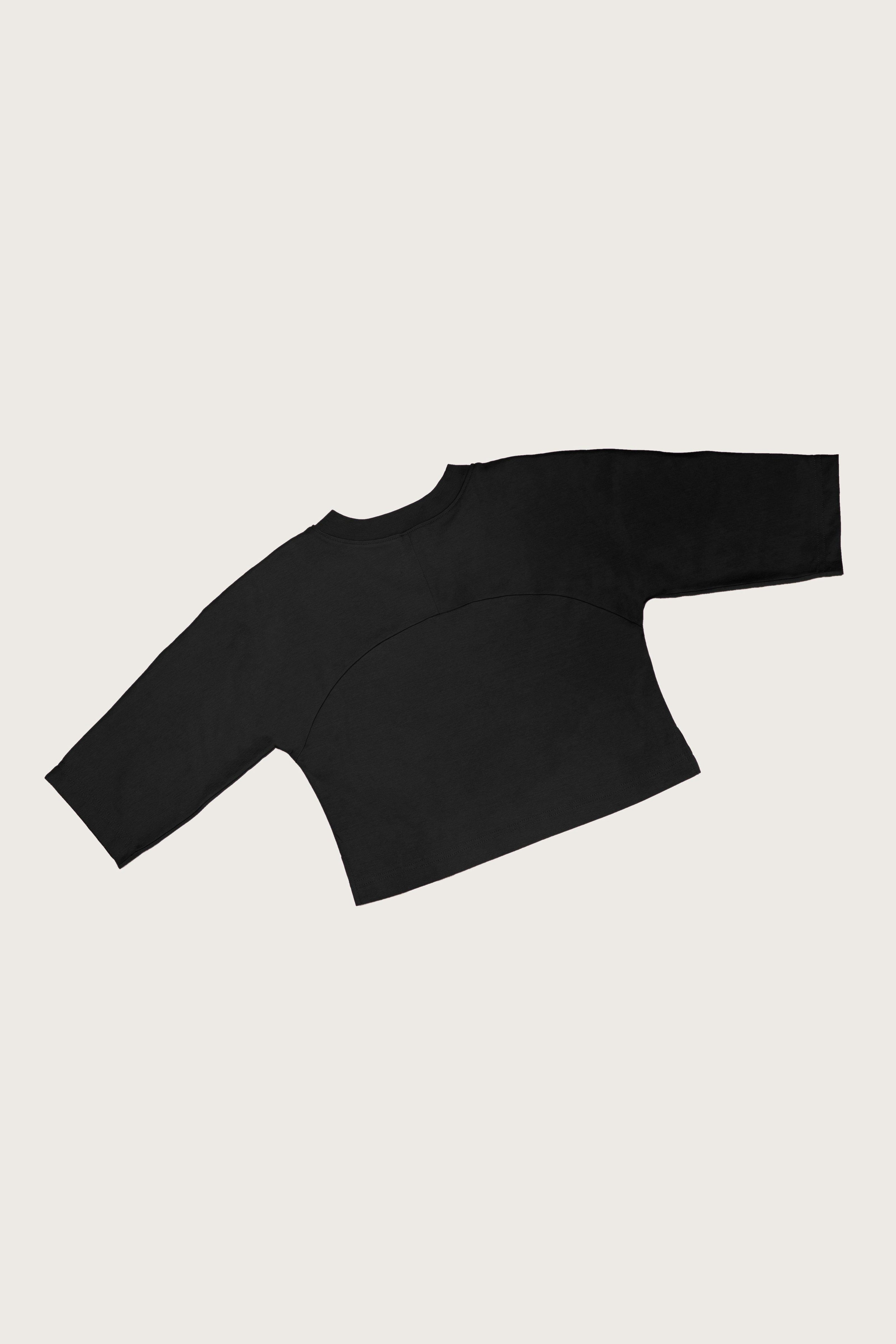 Adult Rory Long Sleeve Black Cotton Rib Tee