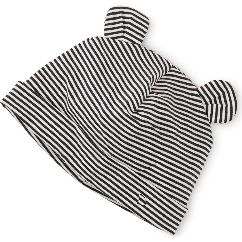 Striped Hat With Ears, Black