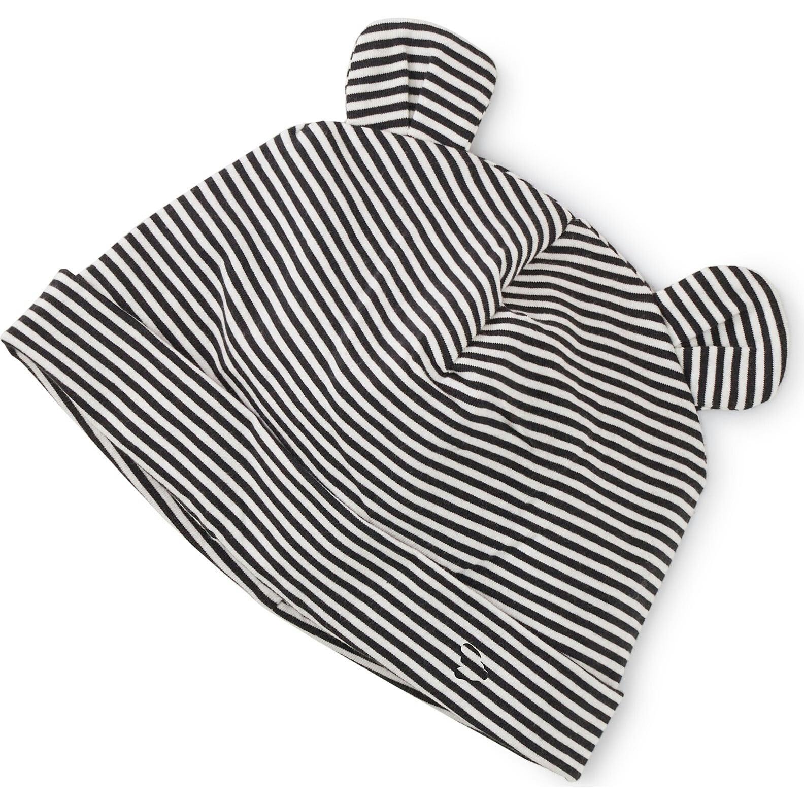 Striped Hat With Ears, Black