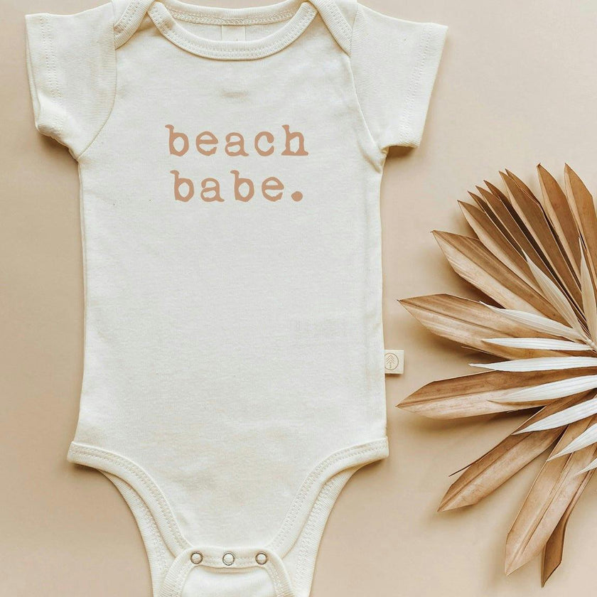 Beach Babe Clay Organic Cotton Short Sleeve Baby Bodysuit