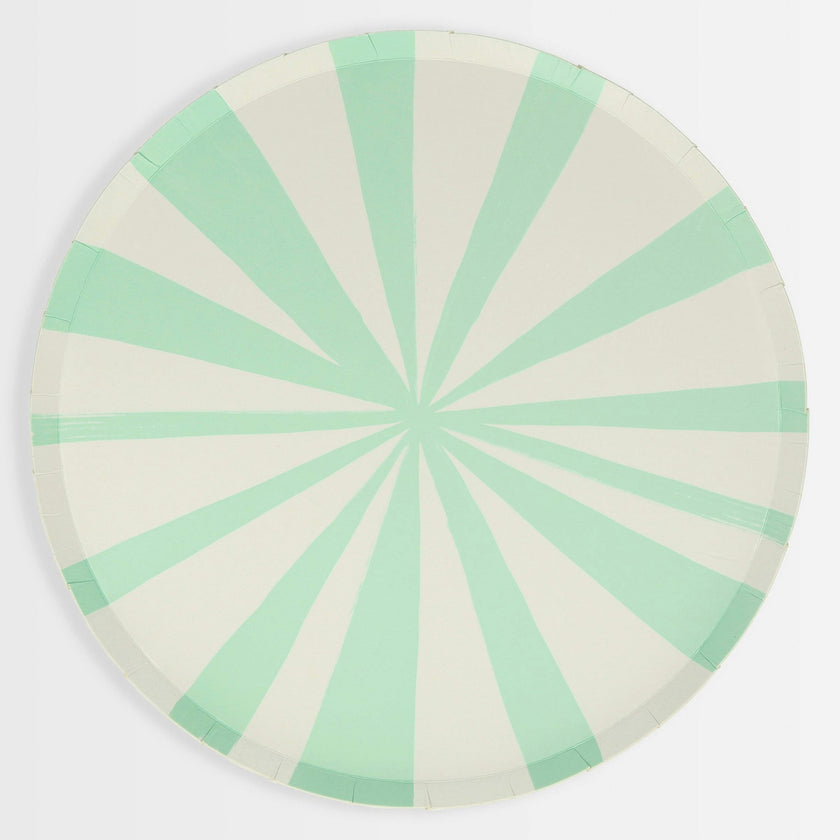 Mint Stripe Dinner Plates