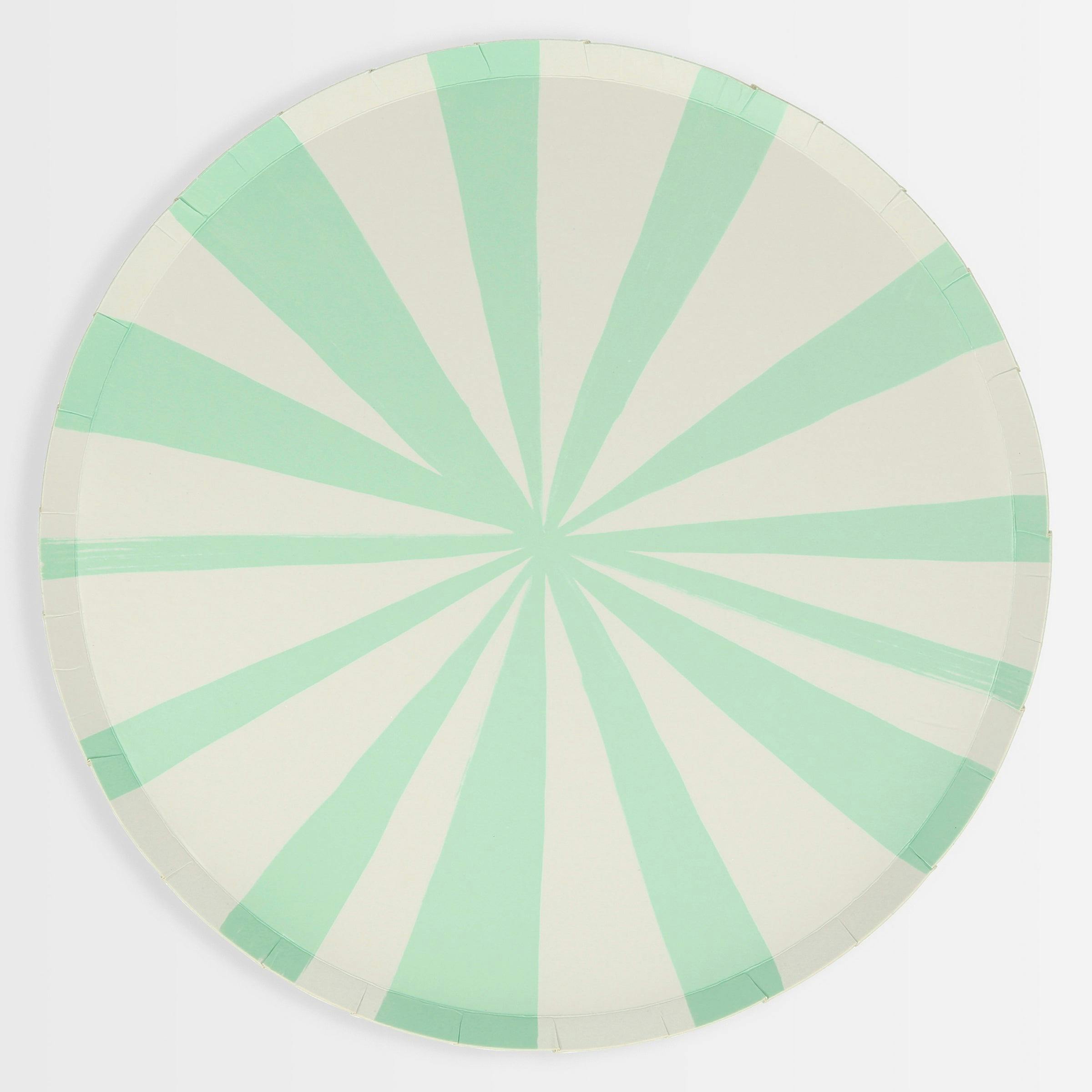 Mint Stripe Dinner Plates