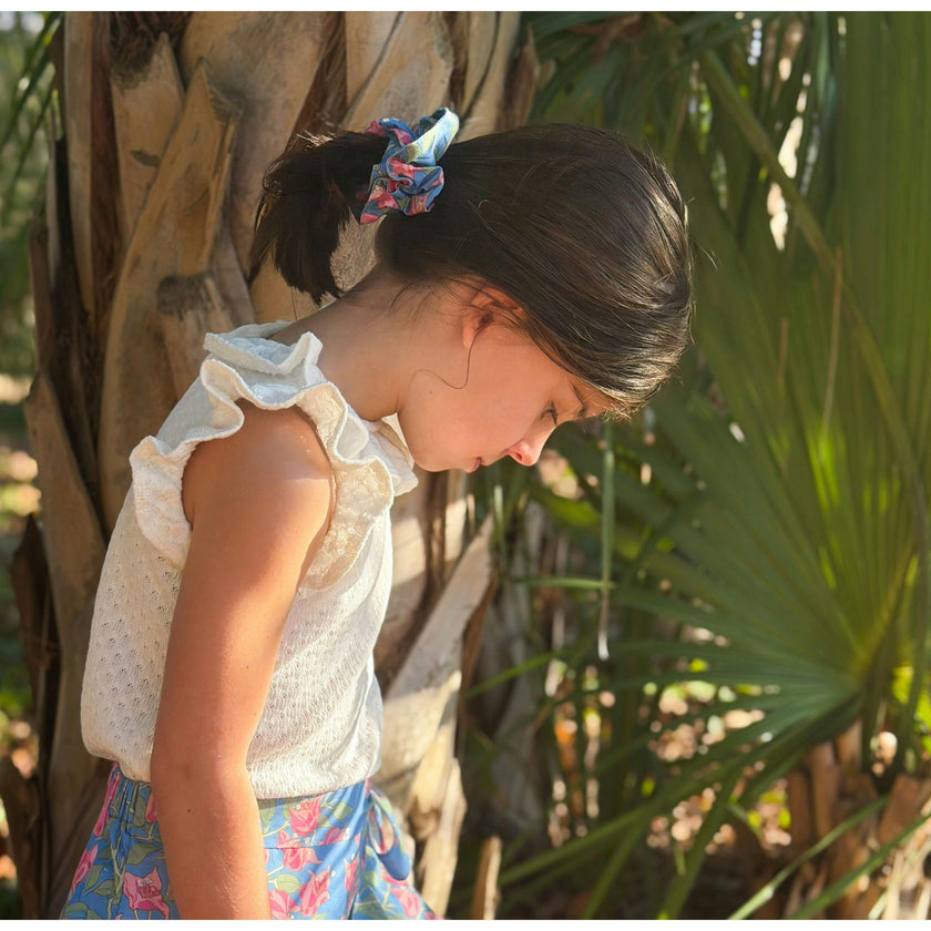 Mary Blouse in White Pointelle