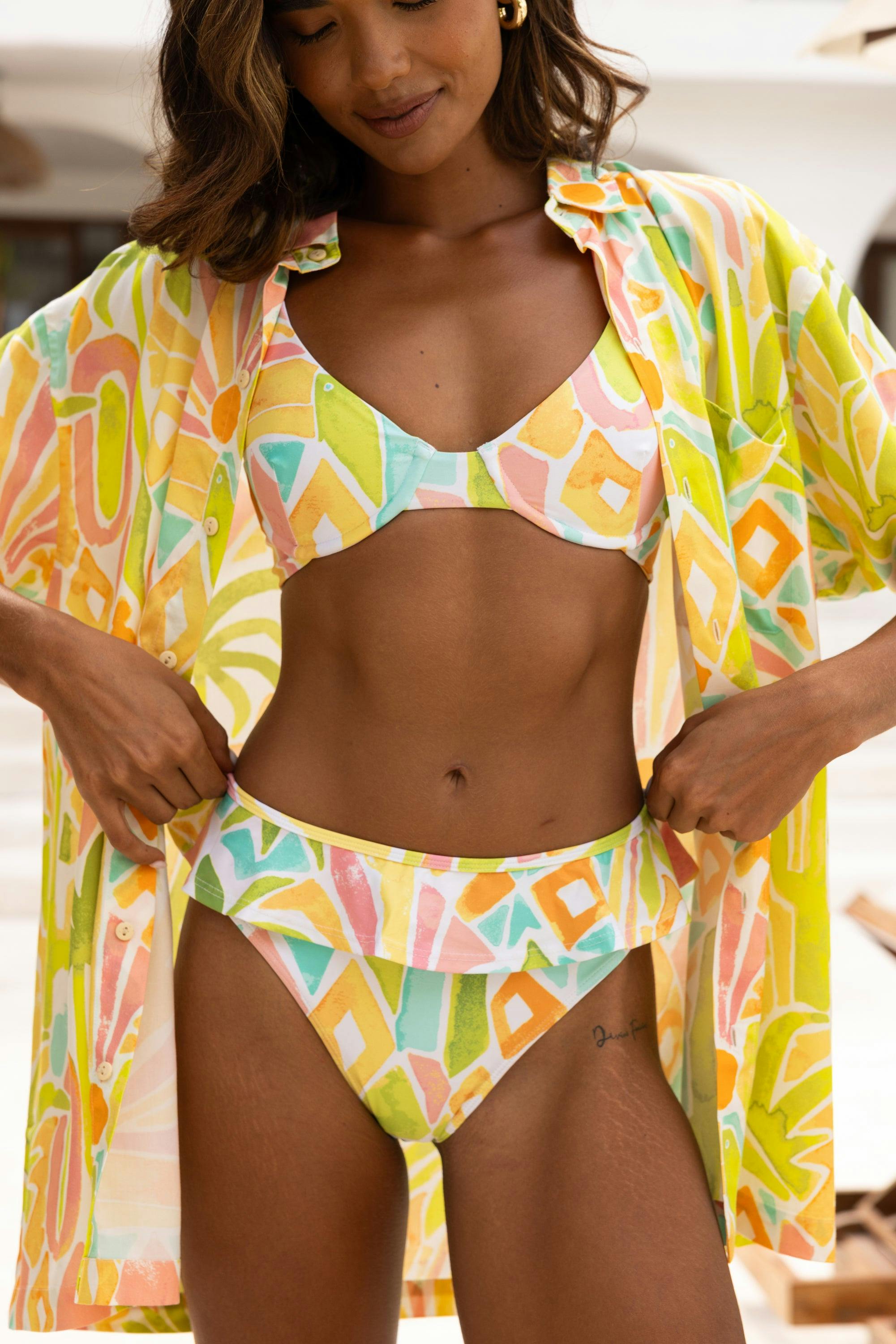 The Desert Island - Banded Sporty Bikini Bottom with Ruffle