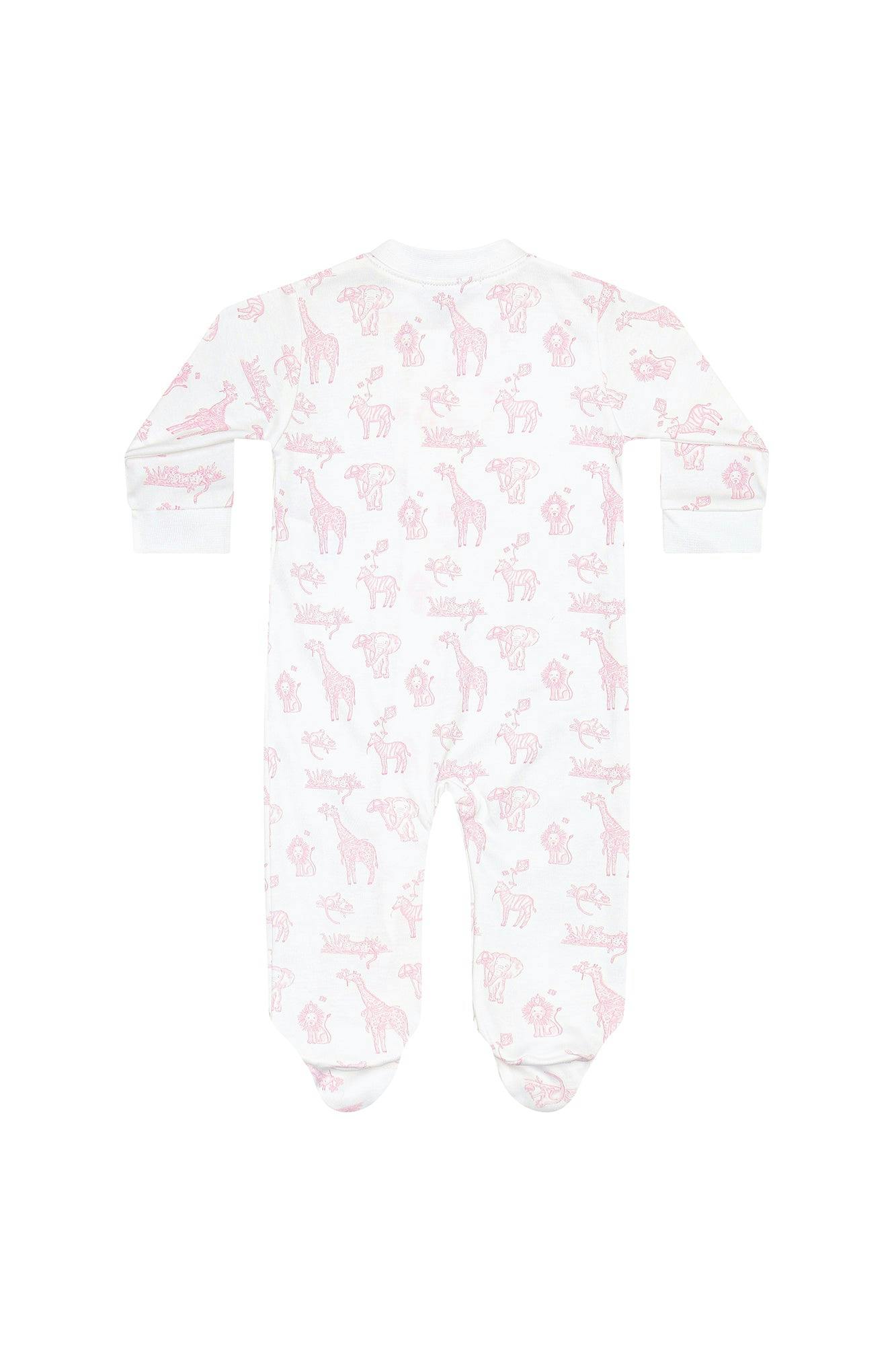 Pink Safari Zipper Footie