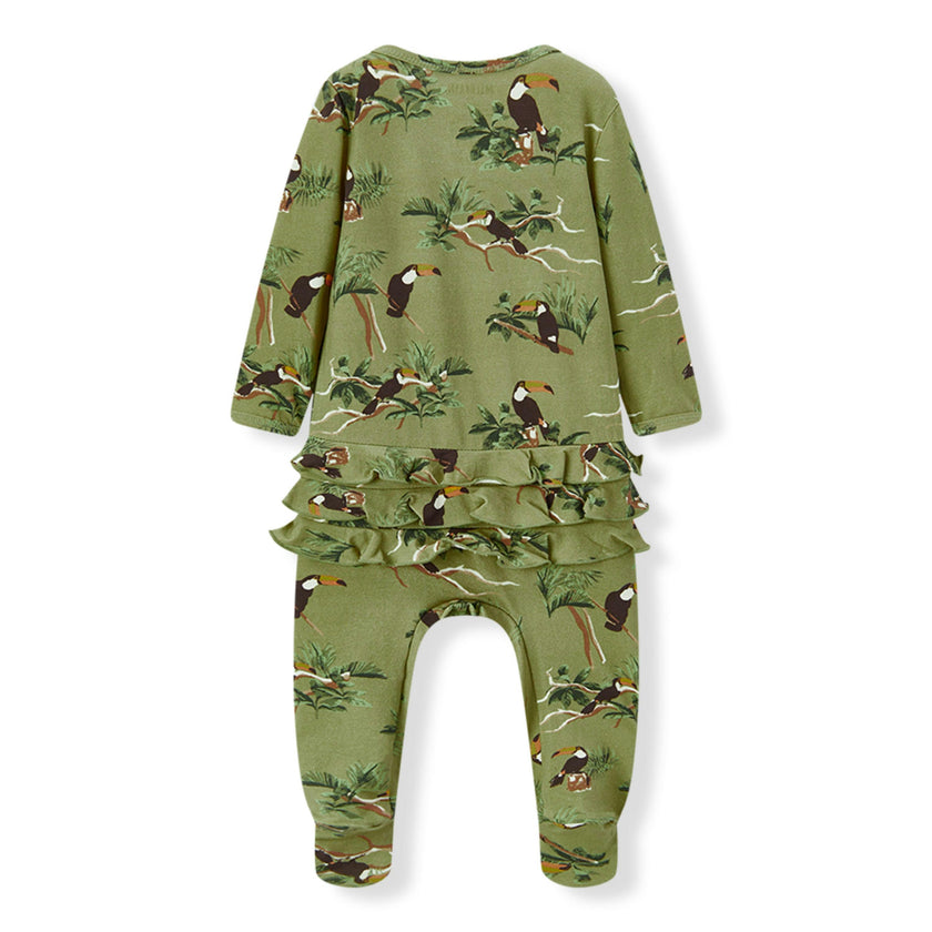 Cotton Stretch Ruffle Footed Romper