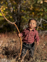 JASPER Red/Lemon washed plaid Woven Onesie