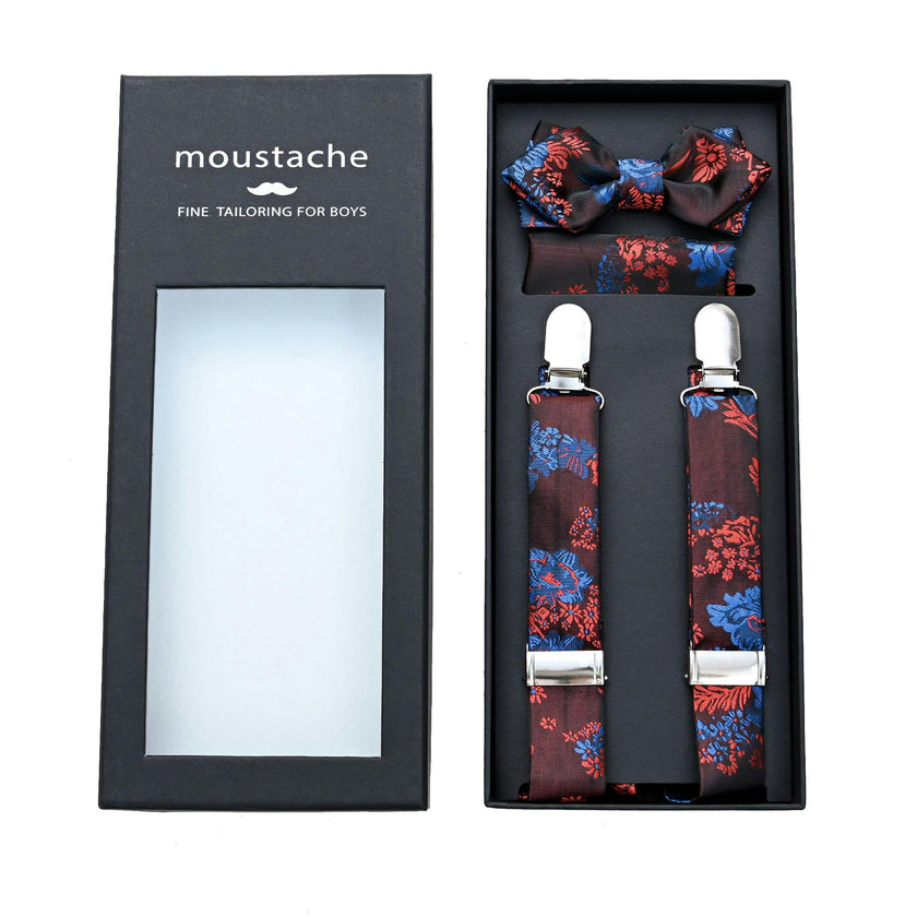 Burgundy Floral Suspender Set