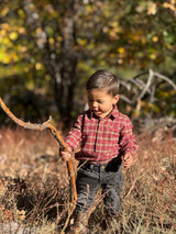 JASPER Red/Lemon washed plaid Woven Onesie