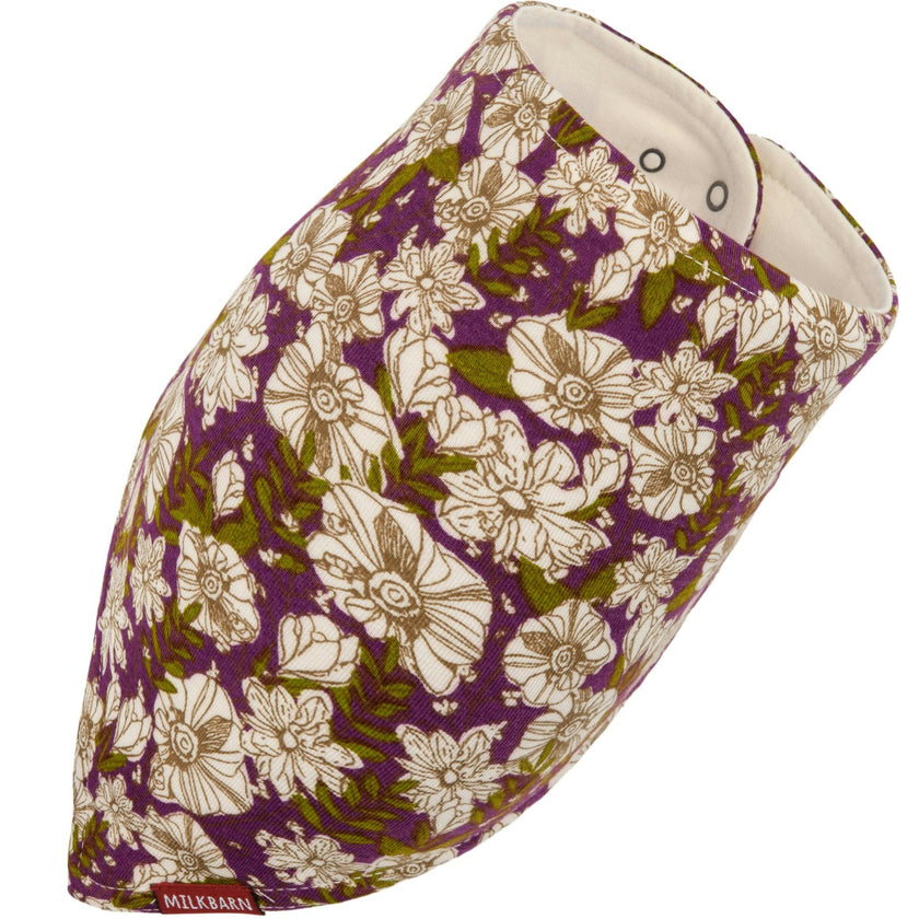 Purple Floral Bamboo Kerchief Bib