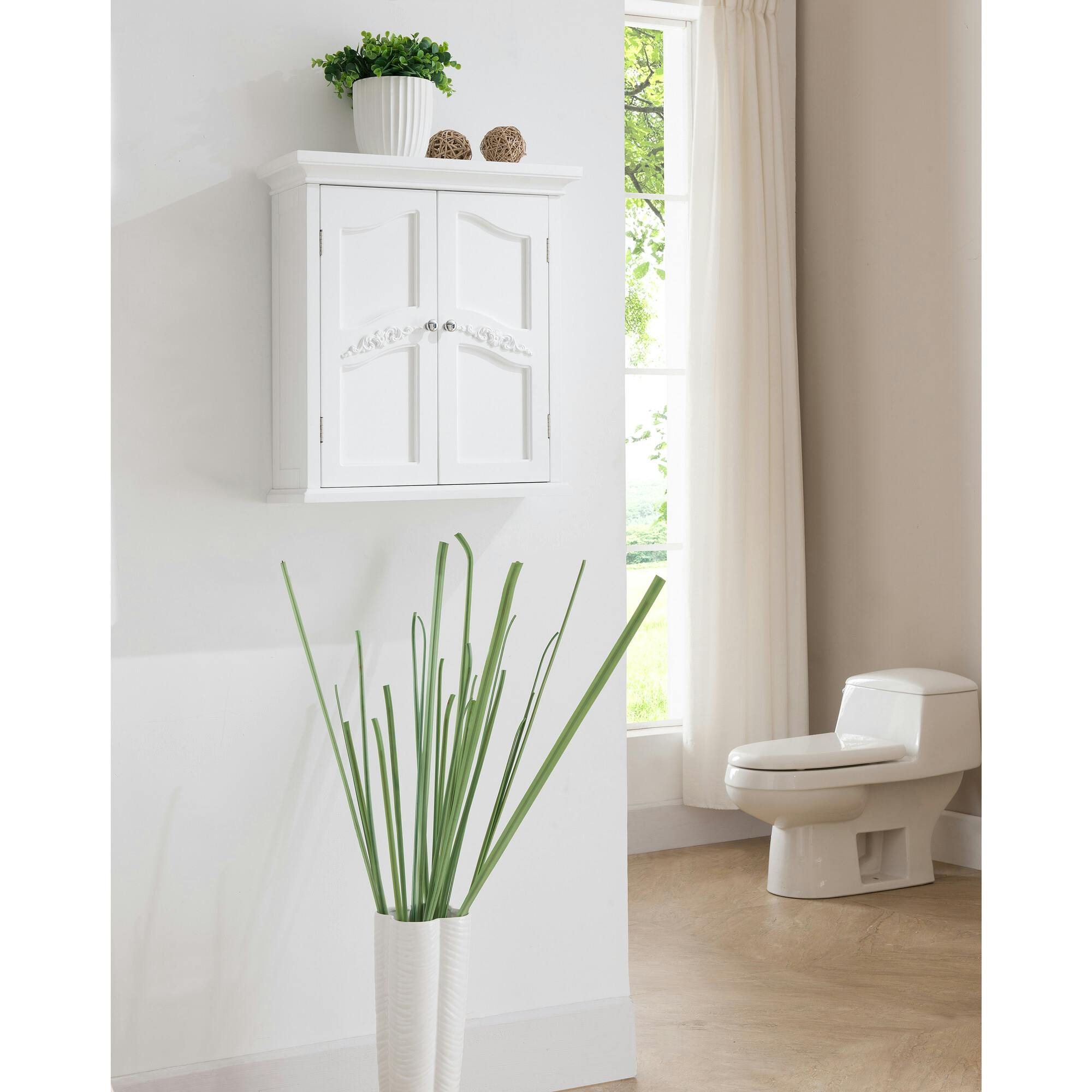 Versailles Wooden Wall Cabinet with 2 Shelves