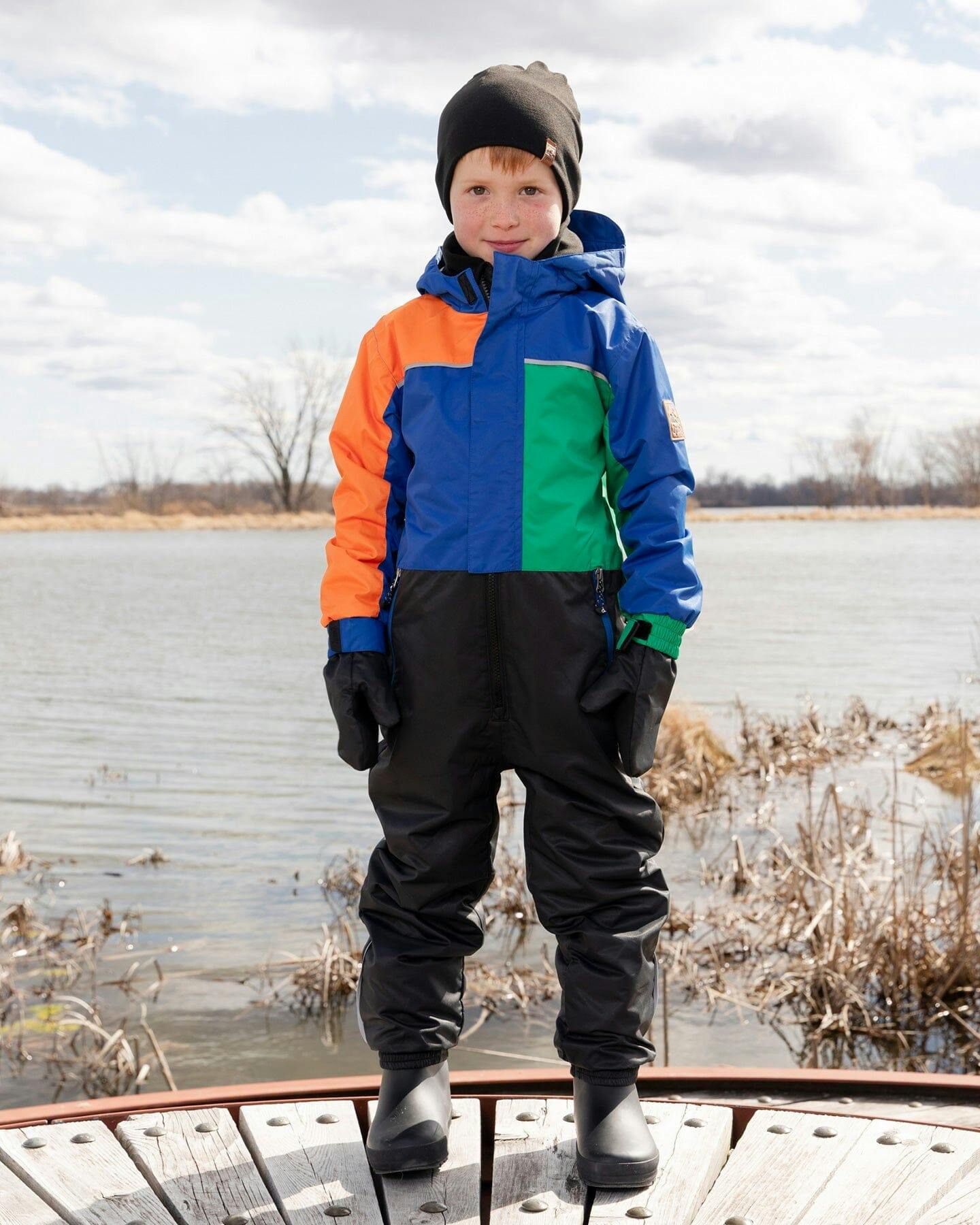 Kids Mid-Season One-Piece Outerwear Royal Blue Colorblock