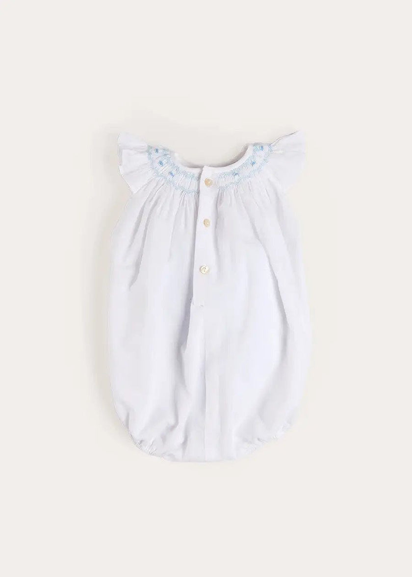 Hand Smocked Romper in Blue (3-18mths)