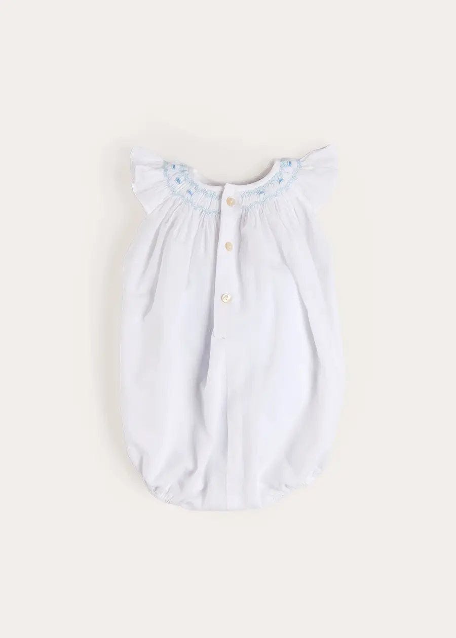 Hand Smocked Romper in Blue (3-18mths)