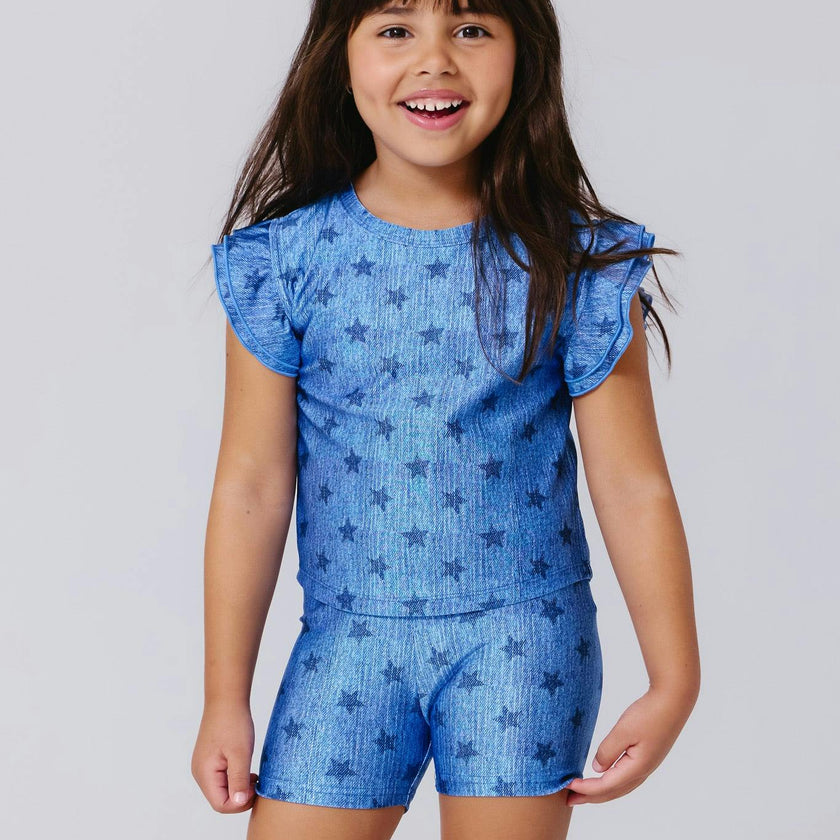 Girls Hi-Shine Ruffle Crop Top