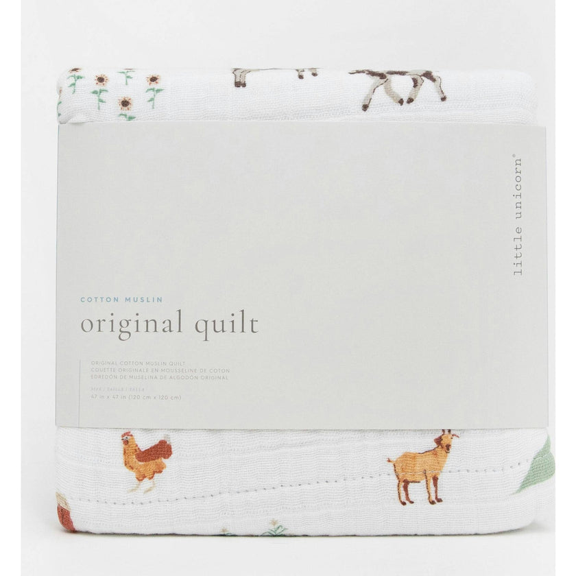 Original Cotton Muslin Quilt - Farmyard