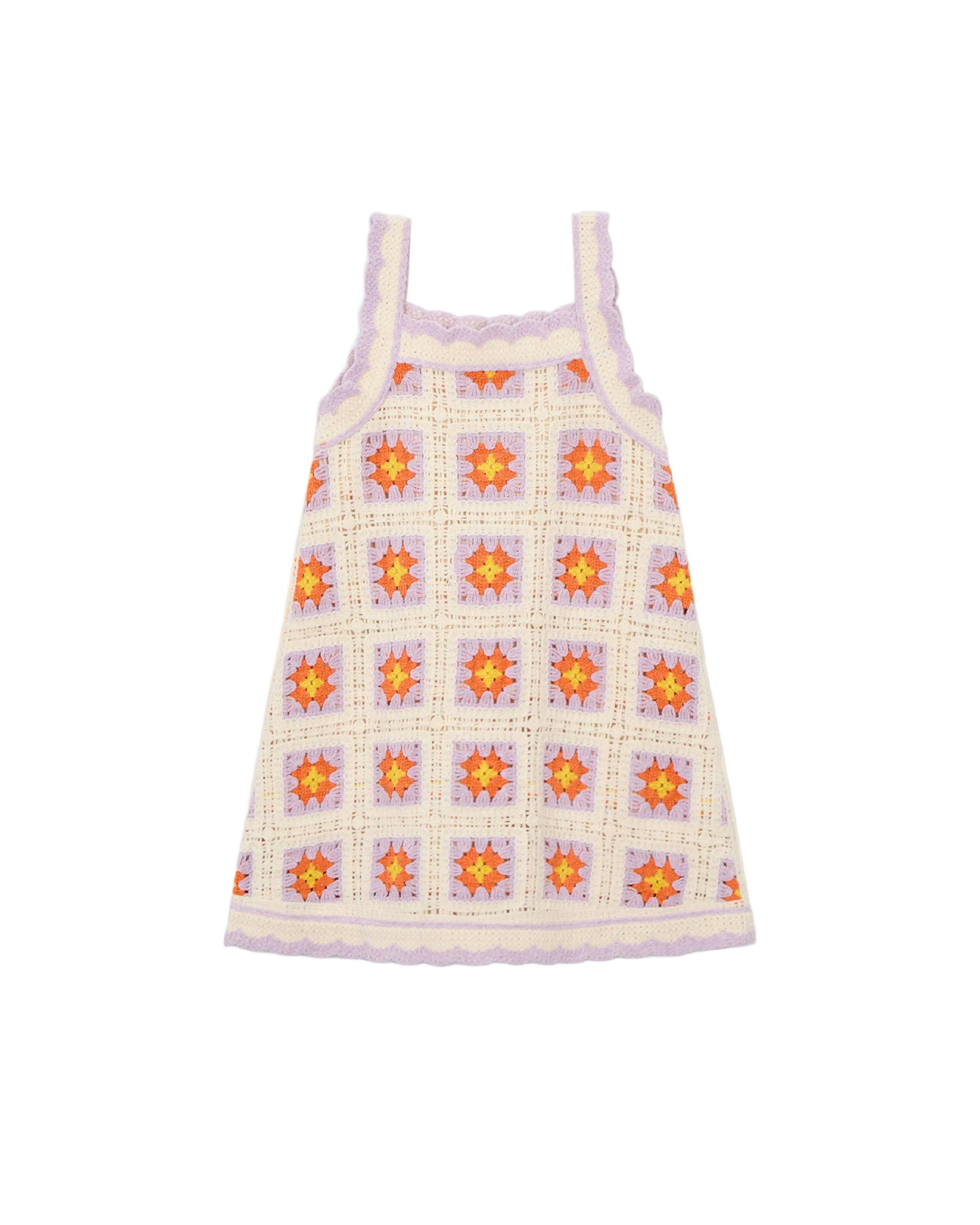 Lavender Trim Crocheted Dress