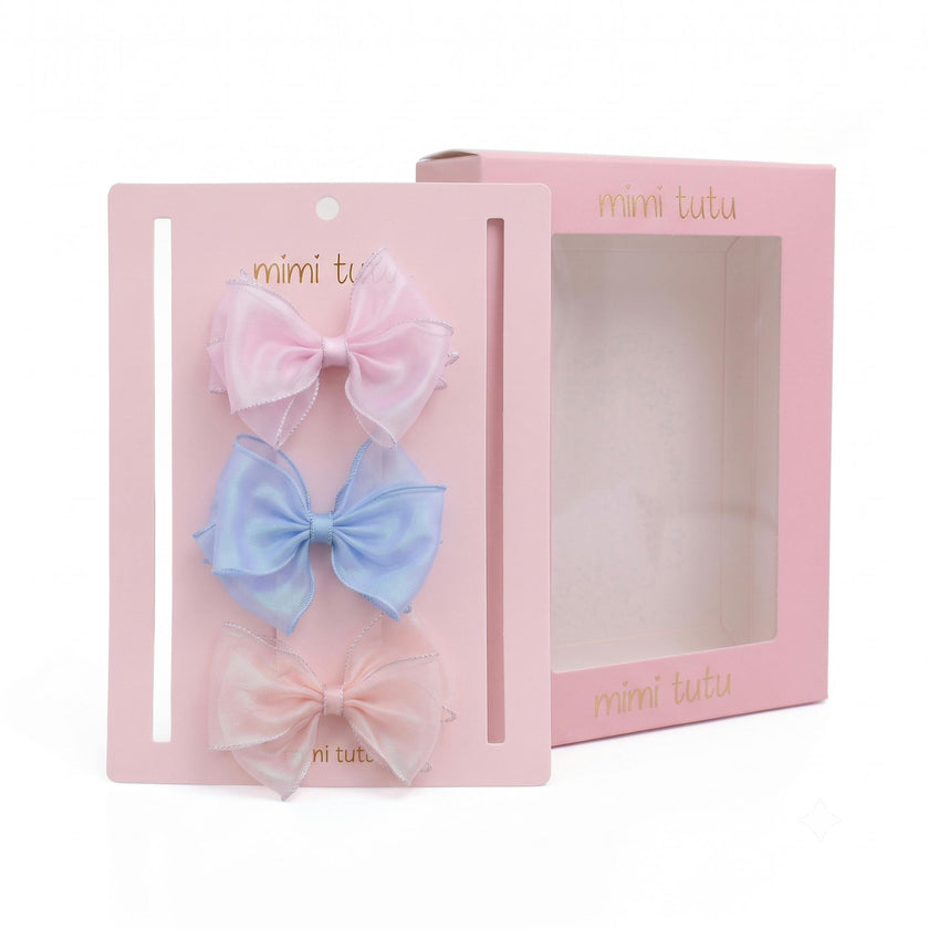 Multicolor Glitter Bow Hair Clip Set