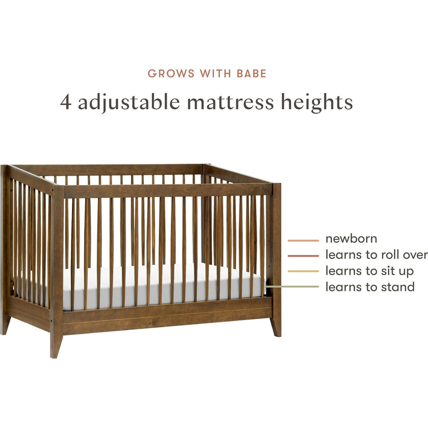 Sprout 4-in-1 Convertible Crib with Toddler Bed Conversion Kit in Natural Walnut