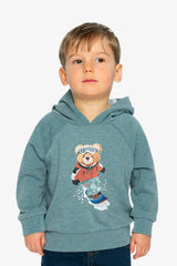 Hoodie With Screenprint Pale Turquoise