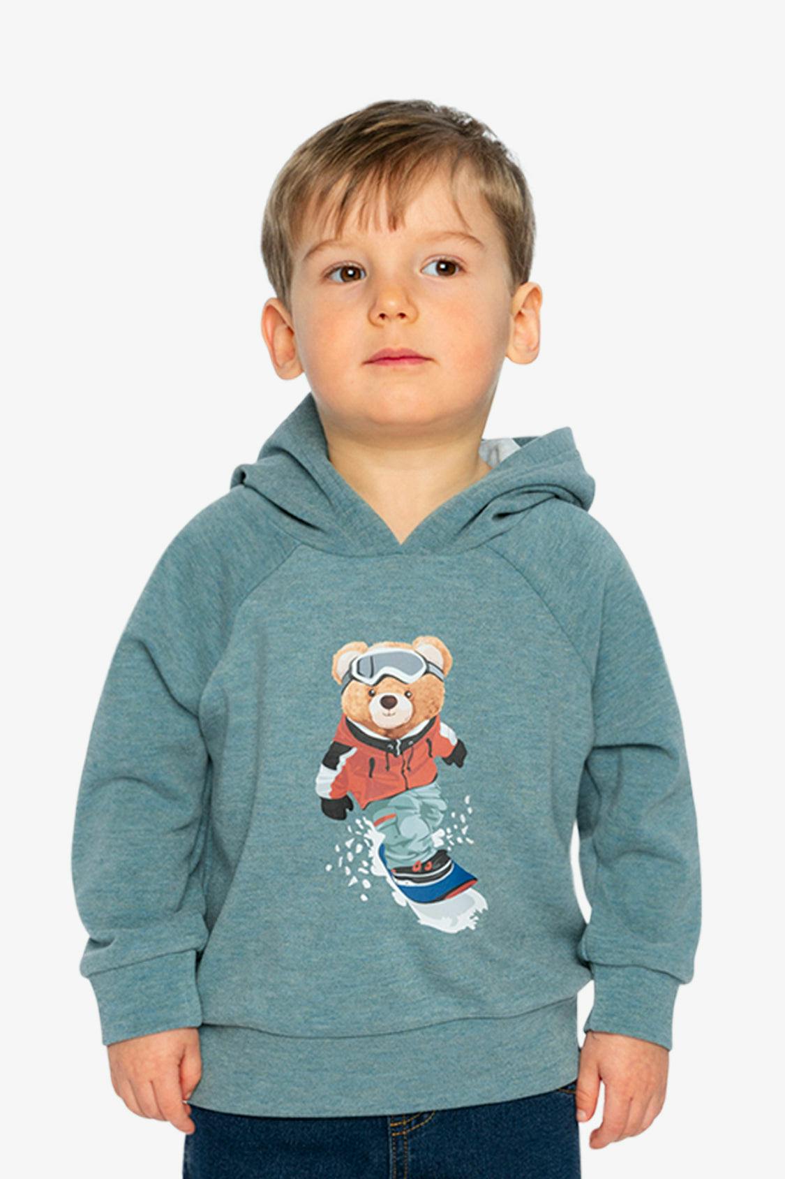 Hoodie With Screenprint Pale Turquoise