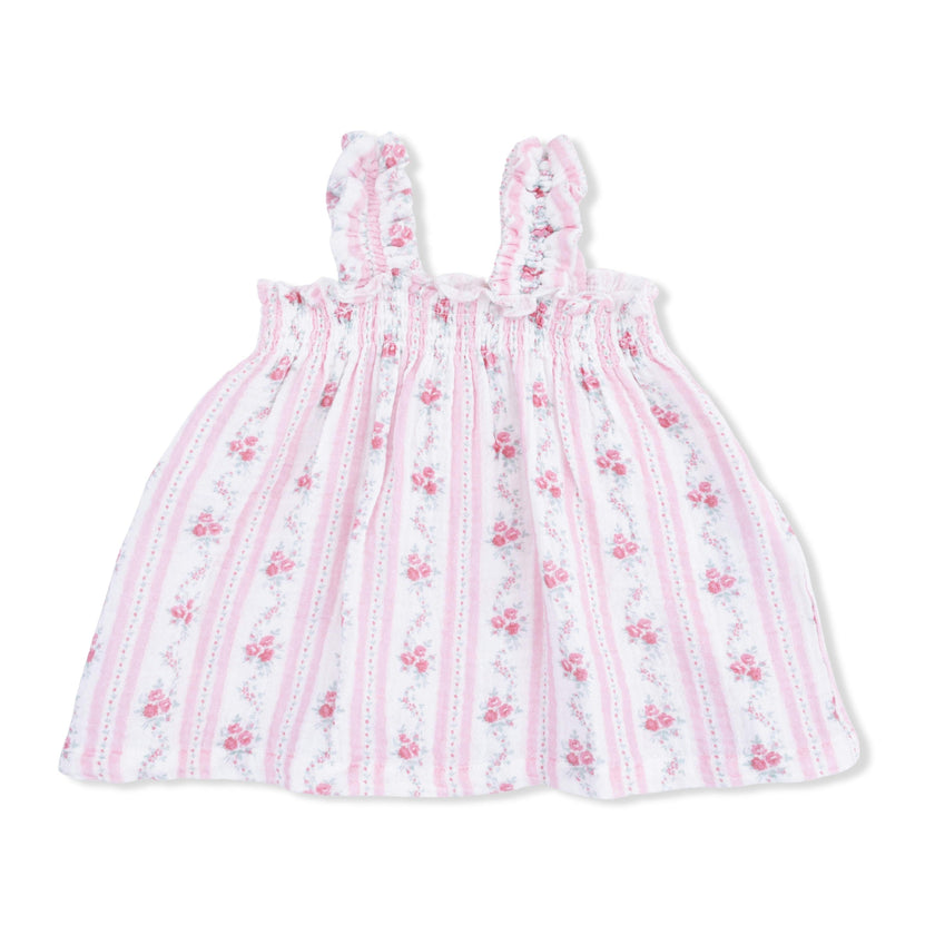 Winding Roses Stripe - Ruffly Strap Top and Bike Short