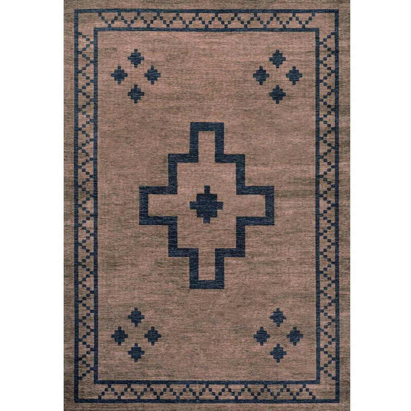 Korsa Geometric Medallion Machine-washable Area Rug