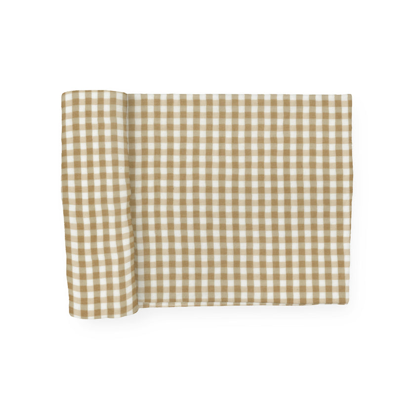 Stretch Knit Swaddle Blanket - Cinnamon Gingham