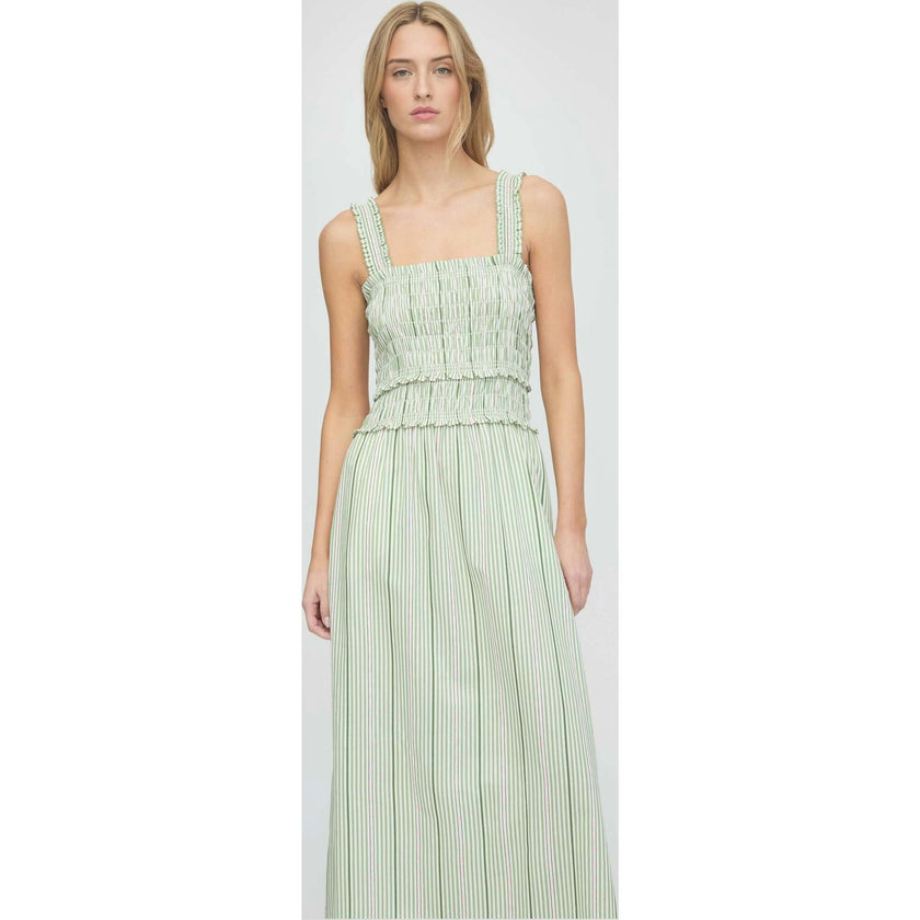 The Azalea Maxi Nap Dress - Green Jacquard Stripe