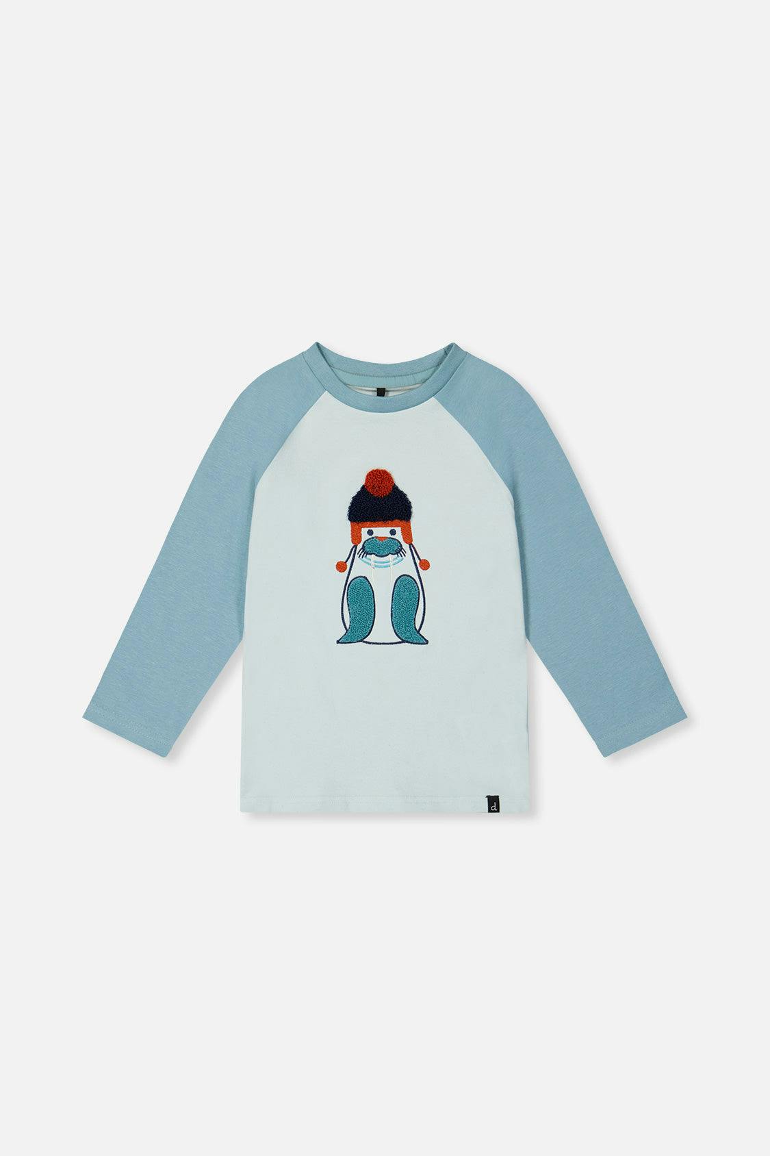 Long Sleeve Raglan Organic Cotton T-Shirt Very Pale Turquoise