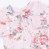 Painterly Rose Bouquets - 2 Way Ruffle Back Zipper Footie