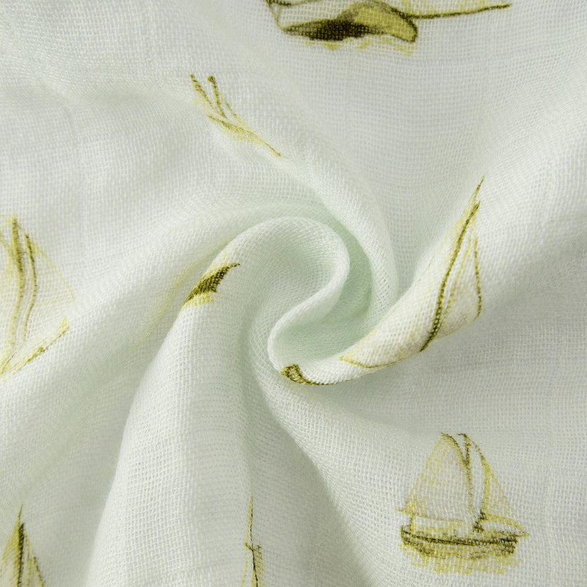 Sailboat Melody Organic Cotton Two-Piece Burp Cloth Set