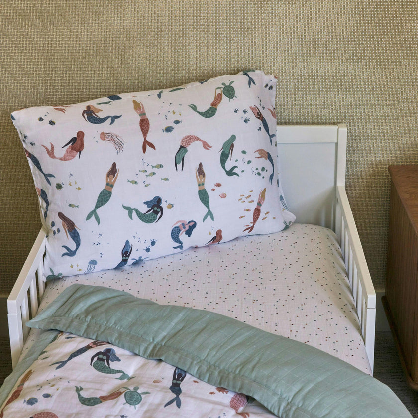 Cotton Muslin Pillowcase 2 Pack - Mermaid Party