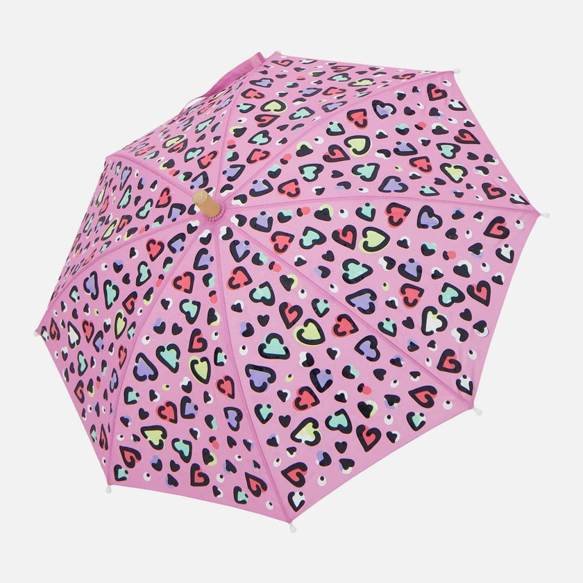 Color-Changing Umbrella Pink Hearts Print
