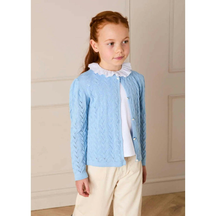 Openwork Cotton Cardigan in Sky Blue (2-10yrs)