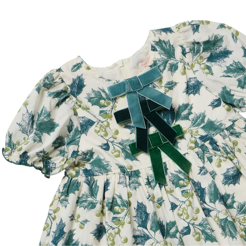Girls Hermione Dress - Green Holly