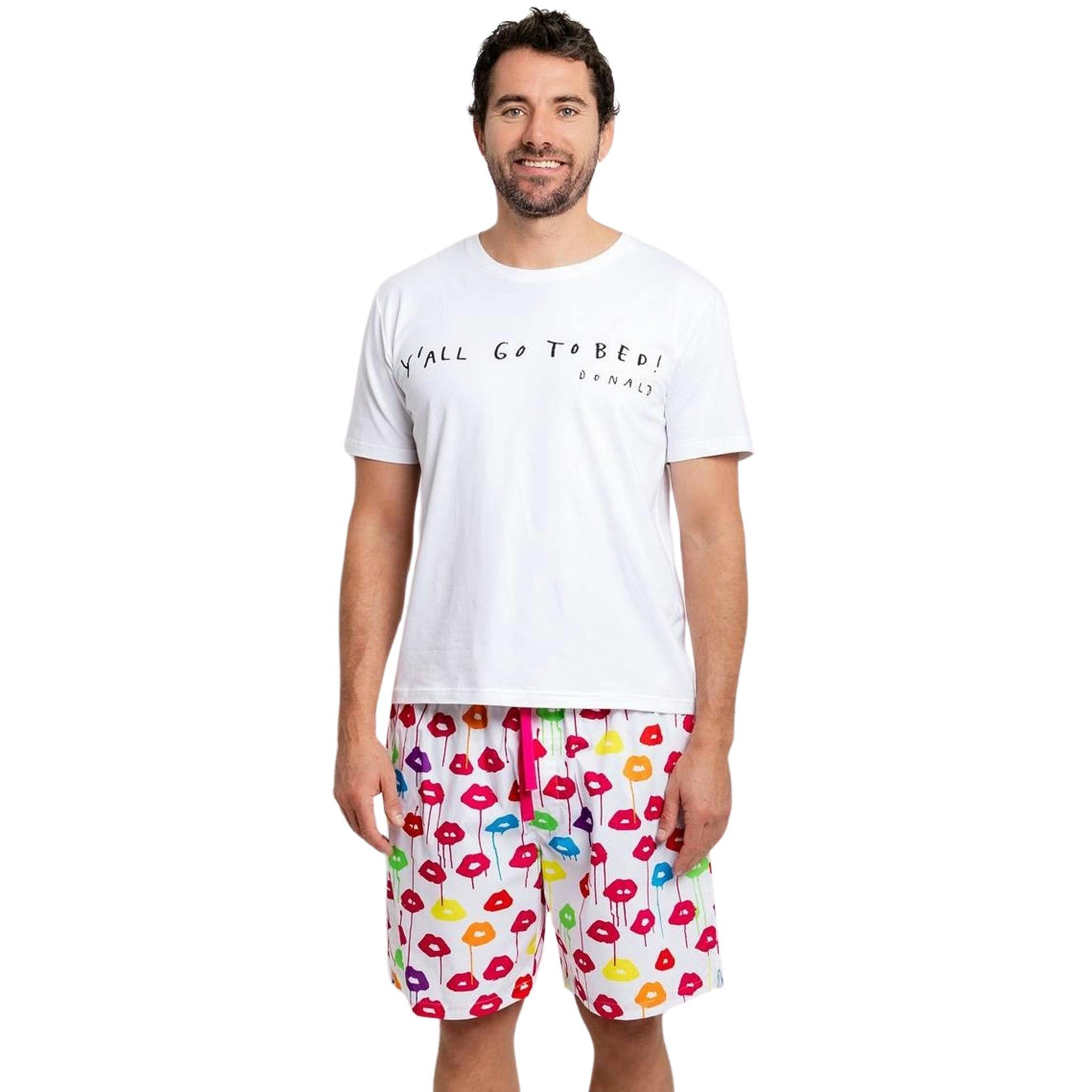 Men's Drawbertson Drippy Lips Sleep Shorts - Organic Cotton Poplin