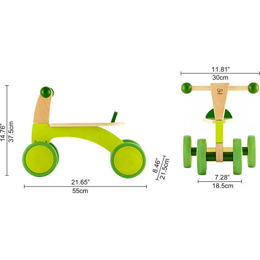 Scoot Around Ride-On Wood Balance Bike in Bright Green