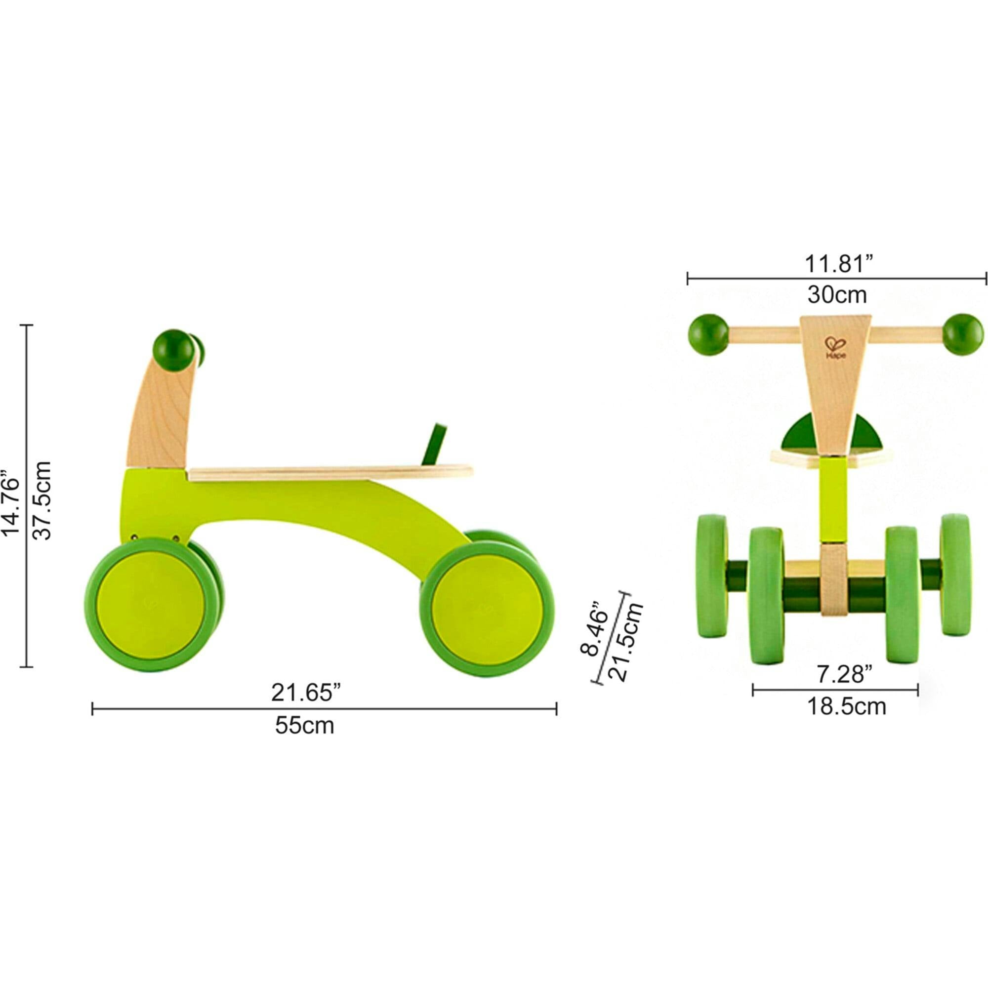 Scoot Around Ride-On Wood Balance Bike in Bright Green