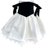 Audrey Black Velour Top and White Sateen Dress