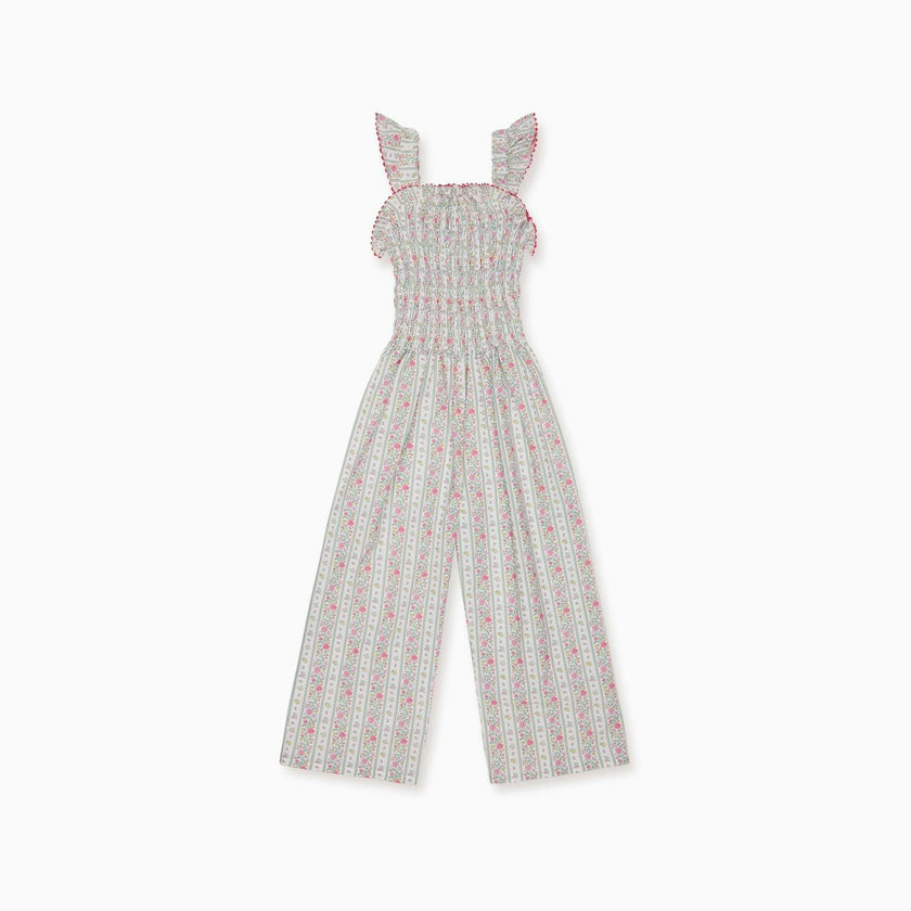 Fuchsia Pink Floral Stripe Maeve Girl Jumpsuit
